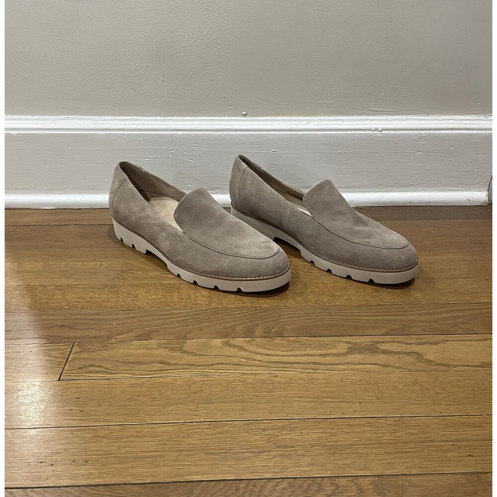 Vionic Orthaheel Kensley Womens Suede Slip On Loafers Shoes Size 12 WIDE Beige